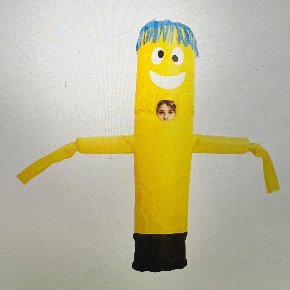 Yellow Inflatable Tube Man costume Air Dancer Halloween Costume Kids Size